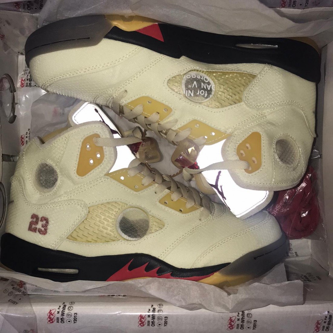 Buy Online OffWhite X Air Jordan 5 Fire Red [Premium Batch] In